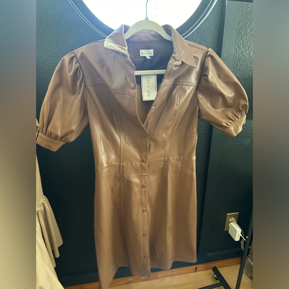 Brown leather dress